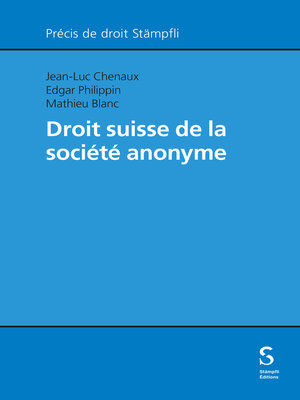 cover image of Droit suisse de la société anonyme